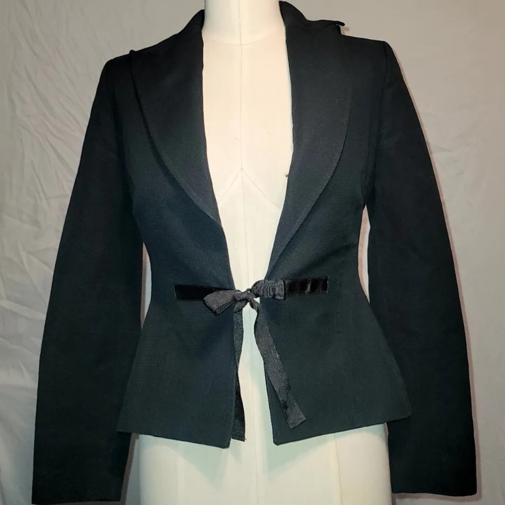 Banana Republic Back Dressy Track Jacket - Black Size Xsmall Tie Lining Cotton